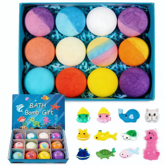 🔥🛁 Natural Bath Bombs for Kids with Mega Bubbles & Surprise Inside 🥚✨ 12 pcs [1 Box]